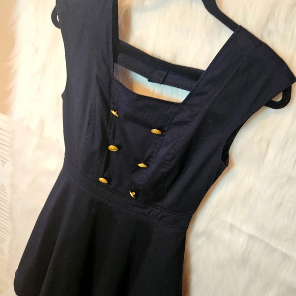 New Look Vintage Navy Nautical Skater Dress - Picture 2 of 7